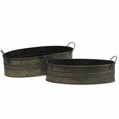 Floristik24 Decorative bowl antique oval zinc 33.5cm / 29.5cm 2pcs