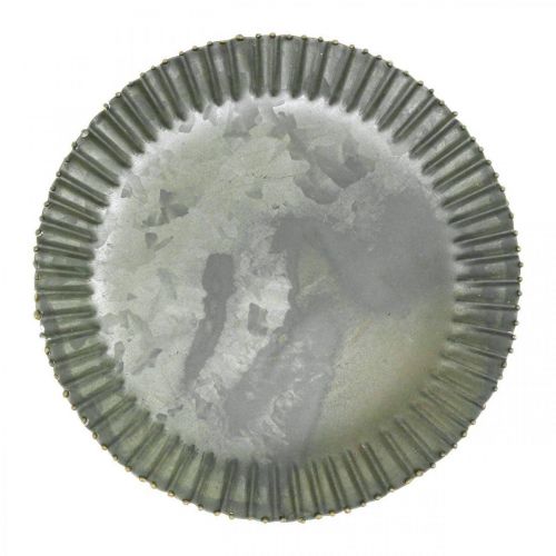 Floristik24 Decorative plate zinc plate metal plate anthracite gold Ø17cm