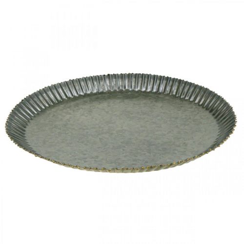 Product Decorative plate zinc plate metal plate anthracite gold Ø24cm