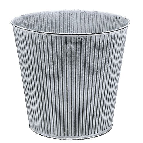 Zinc pot gray with stripes Ø22cm H21cm