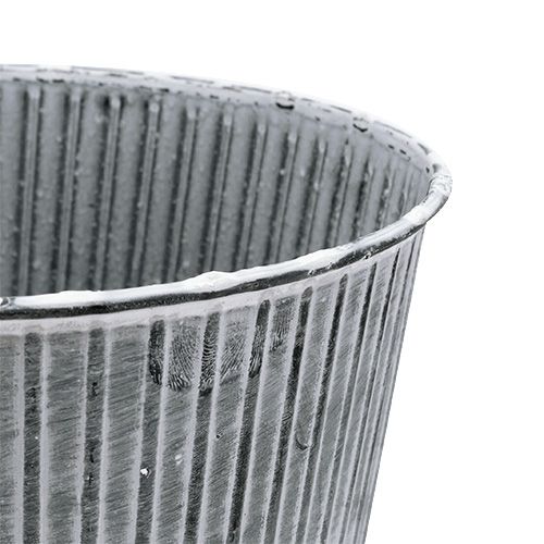 Floristik24 Zinc pot gray with stripes Ø22cm H21cm
