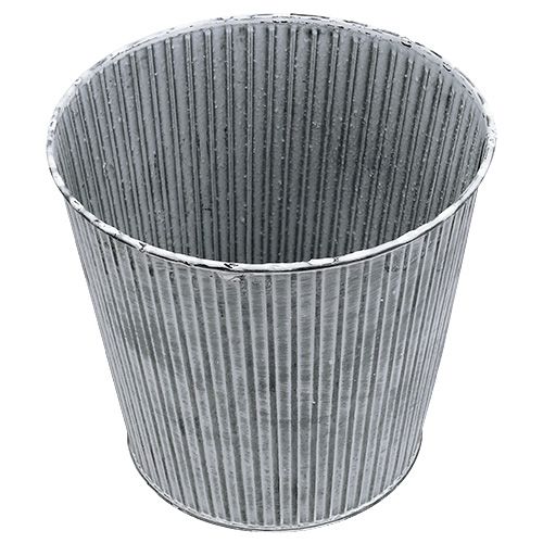 Floristik24 Zinc pot gray with stripes Ø22cm H21cm