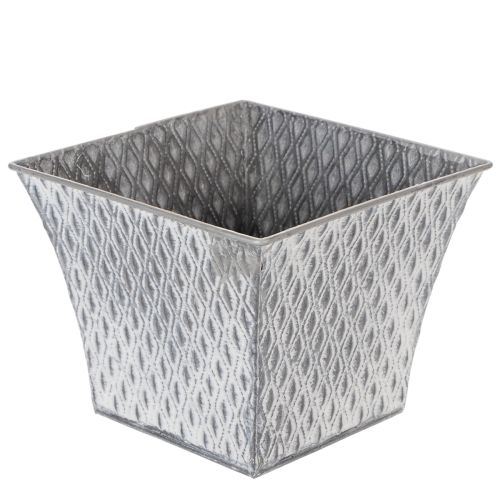 Zinc pot with diamond pattern, H15cm