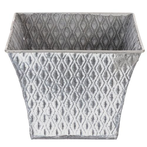 Zinc pot with diamond pattern, H15cm | Floristik24.ie