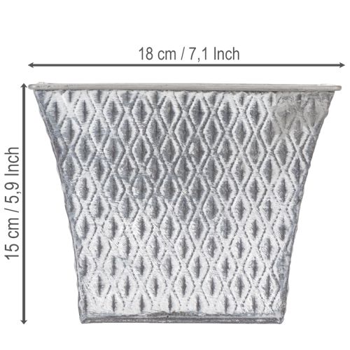 Zinc pot with diamond pattern, H15cm | Floristik24.ie