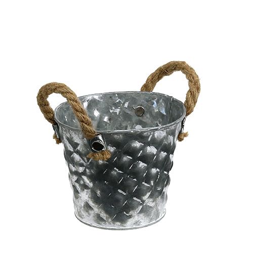 Floristik24 Zinc pot with rope handles Ø12cm H10cm