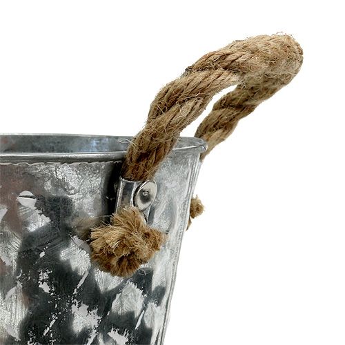 Floristik24 Zinc pot with rope handles Ø12cm H10cm
