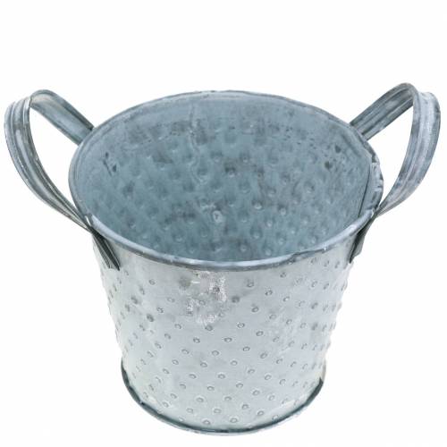 Floristik24 Zinc pot with handles gray dotted Ø12cm H10cm