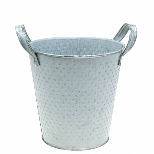 Floristik24 Zinc pot with handles gray dotted Ø16cm H15cm