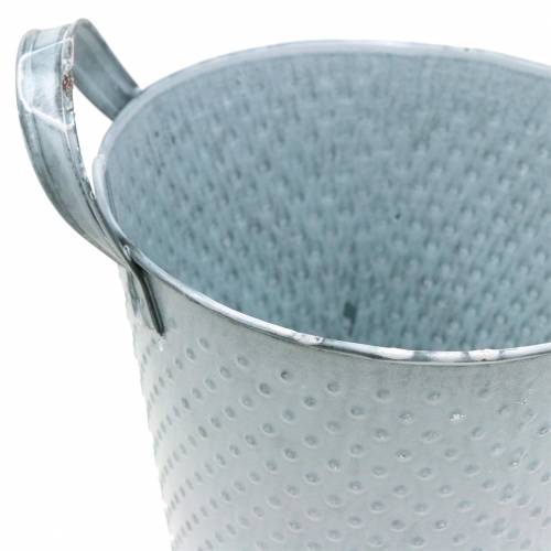 Floristik24 Zinc Pot with Handles Gray Spotted Ø14cm H13cm