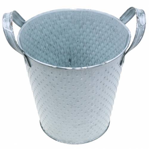 Floristik24 Zinc Pot with Handles Gray Spotted Ø14cm H13cm