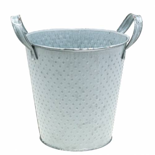 Floristik24 Zinc pot with handles gray dotted Ø18cm H17.5cm
