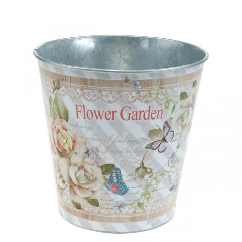Floristik24.ie Flower pot metal roses summer decoration planter Ø13.5cm