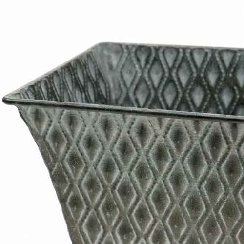 Floristik24 Zinc vessel with diamond pattern square antique 35.5cm x 14.5cm / 32.5cm x 11.5cm 2pcs