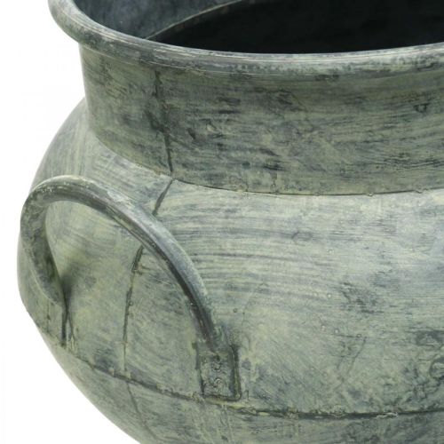 Floristik24 Planter with handles metal green washed Ø28 / 40cm set of 2