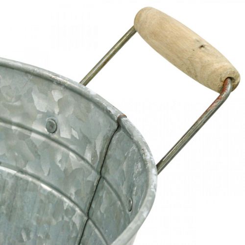 Floristik24 Zinc tub flower tub metal wood handle L57.5cm W31.5cm