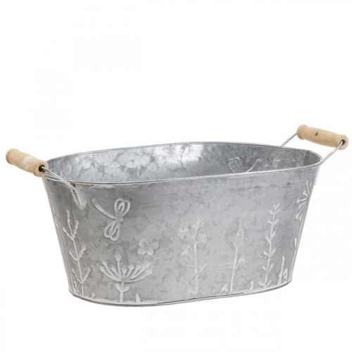 Zinc tub for planting Plant pot with handles 32×17×15cm