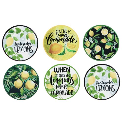 Product Lemon Decorative Ceramic Coasters Round Assorted Ø10.5cm 6pcs