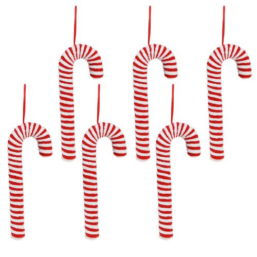 Product Fluffy Candy Canes Christmas Red White Decoration 22cm 6-Piece Set