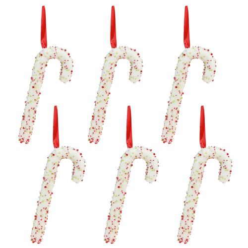 Product Candy Cane Decoration Christmas Hanging White Colorful 20cm Set of 6