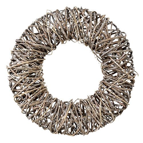 Wreath of branches willow Ø50cm washed
