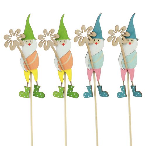 Floristik24 Dwarf decoration with flower flower plug wood 4×10,5cm 12pcs