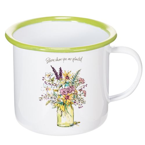 Decorative mug/plant pot, enamelled, Ø11.5cm H10cm | Floristik24.ie