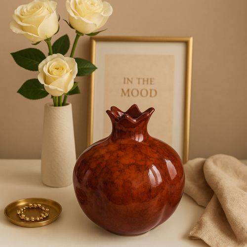 Product Pomegranate decorative vase ceramic red brown Ø10.5cm H12cm