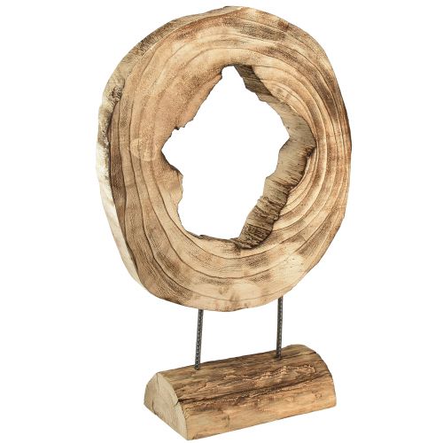Floristik24 Rustic wooden ring on stand – Natural wood grain, 54 cm – Unique sculpture for stylish living ambience