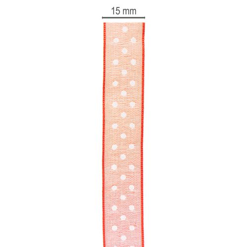 Product Ribbon with polka dot pattern for versatile seasonal gift wrapping, 1.5cm wide, 20m long