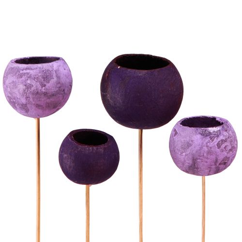 Product Bell Cup on a Stick Exotic Dry Decoration Purple Berry 44cm 15 pcs