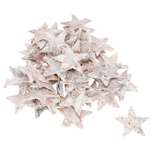 Birch stars mini 2cm - 2.5cm whitewashed 150 pcs | Floristik24.ie