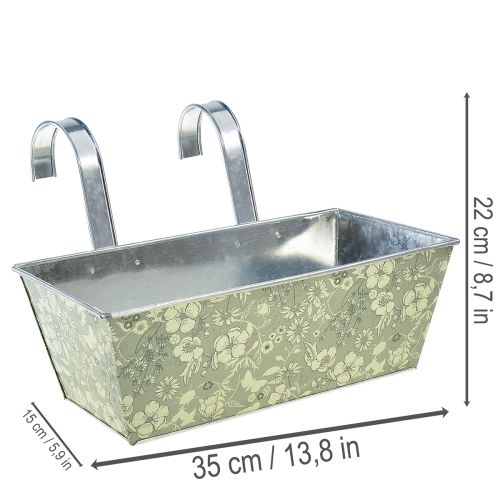 Product Flower box with bracket, balcony, metal, 35x15cm, H13cm