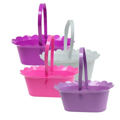 Floristik24 Plastic basket with handle oval ass. 21 x 11 x 9.5cm 10pcs