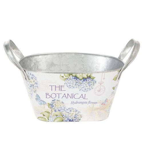 Product Flower bowl with handles, hydrangea design, metal, 26×13×14.5cm