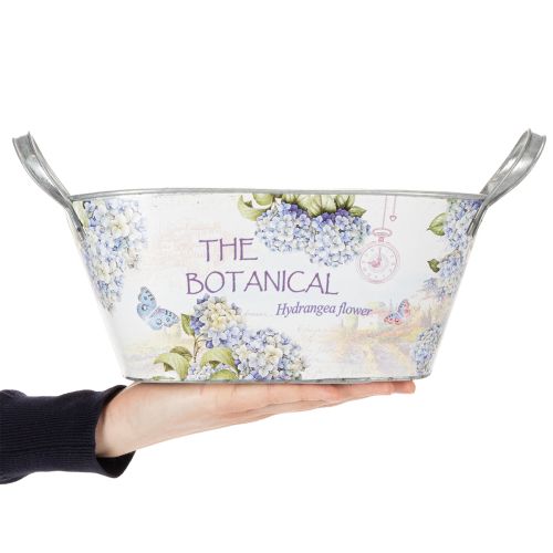 Product Oval metal flower bowl with handles, for hydrangeas, 32×15×15cm