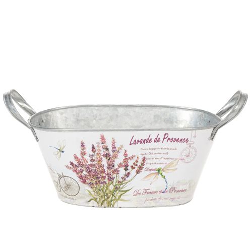 Product Oval metal flower bowl with handles, lavender, 32×15×15cm