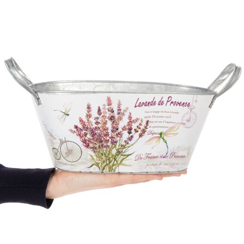 Product Oval metal flower bowl with handles, lavender, 32×15×15cm