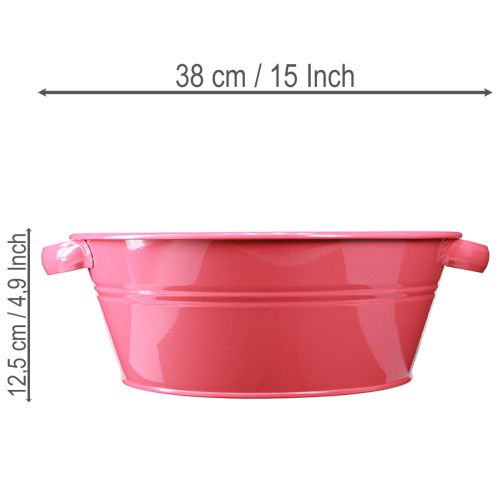 Product Pink metal flower bowl with handles, round, Ø33.5cm