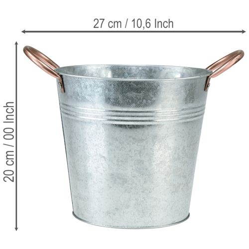 Product Flower pot bucket with handles, metal decoration, Ø19cm H17cm