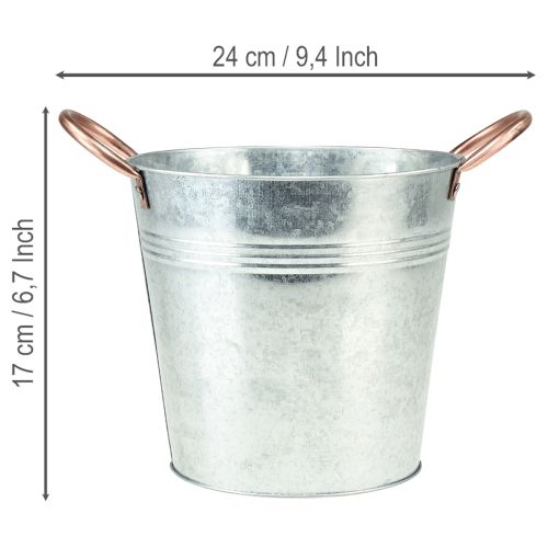 Product Metal flower pot with handles, decorative bucket, Ø16cm H15cm
