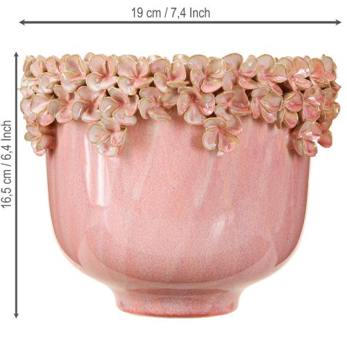 Product Flowerpot Ceramic with Flower Décor Pink Ø19cm H16.5cm