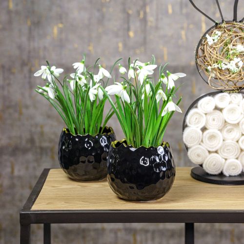 Product Flowerpot Ceramic Egg Black Plant Pot Black Ø12cm 2pcs