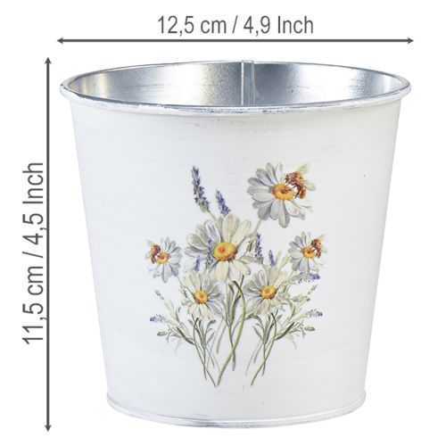 Product Metal flower pot, planter, white, 12.5cm high, 11.5cm high