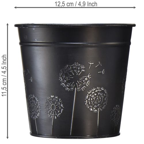 Product Black and silver flower pot, metal planter, Ø12.5cm H11.5cm