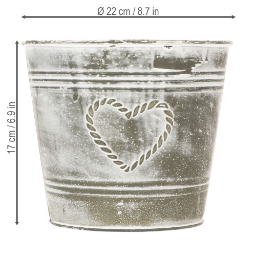 Product Shabby Chic metal flower pot with heart-shaped design, Ø22cm, H17.5cm