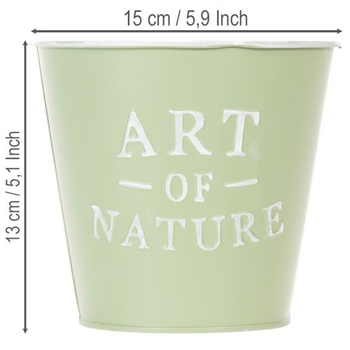 Zinc flower pot, mint green, Ø15cm, H13.5cm | Floristik24.ie