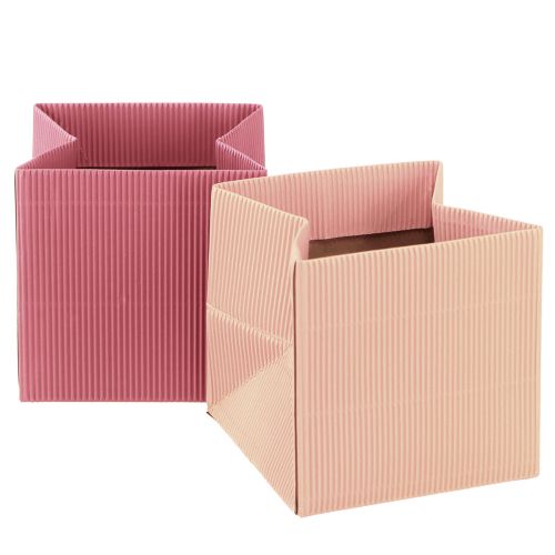 Floristik24 Flower bag paper bag with foil pink salmon 10.5cm 6 pcs