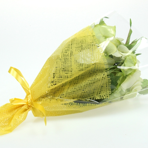 Product Flower bag jute pattern yellow L36cm W25cm - 12cm 50 pcs