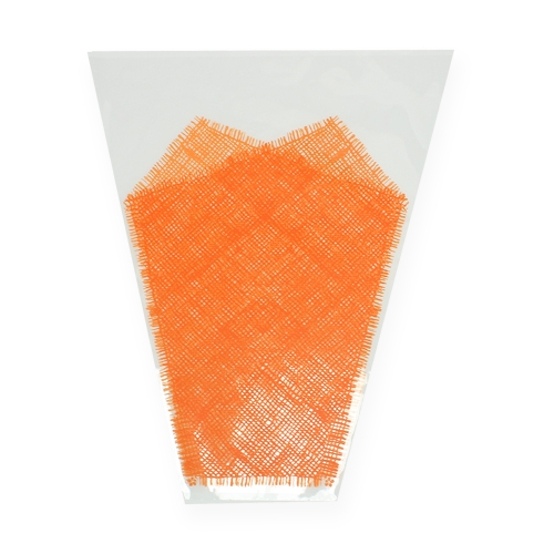 Flower bag jute pattern orange L40cm B12-30 50p